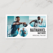 Modern Bold Personal Trainer Fitness Photos QR 名刺 (正面)