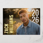 Modern Bold PhotoPop Graduation  箔招待状 (正面)