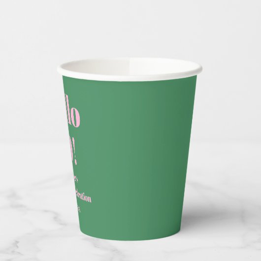 Modern Bold Pink Green 50th Birthday Custom 紙コップ (左)