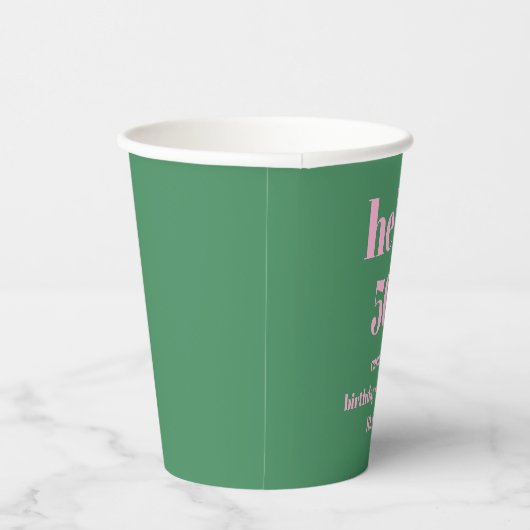 Modern Bold Pink Green 50th Birthday Custom 紙コップ (右)