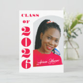 Modern Bold Pink Script Graduation Party 招待状 (スタンド正面)