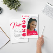 Modern Bold Pink Script Graduation Party 招待状