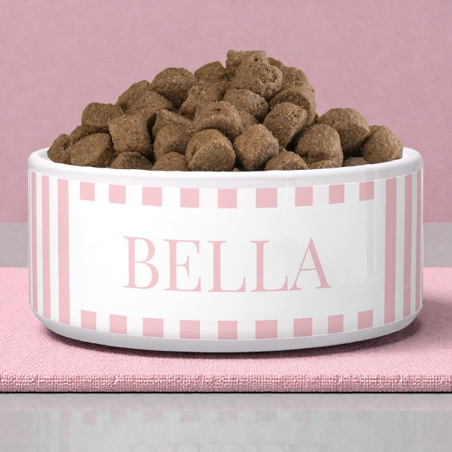 Modern Bold Pink Stripes Pattern Minimal Dog Pet ボウル (Modern Bold Pink Stripes Pattern Minimal Dog Pet Bowl)