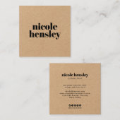 Modern Bold Professional Minimalist Rustic Kraft スクエア名刺 (正面/裏面)