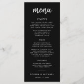 Modern Bold Script Black And White Wedding メニュー (正面)