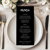 Modern Bold Script Black And White Wedding メニュー