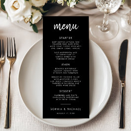 Modern Bold Script Black And White Wedding メニュー