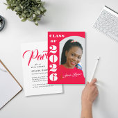 Modern Bold Script Pink Graduation Party 招待状