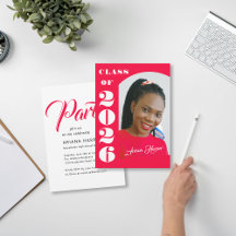 Modern Bold Script Pink Graduation Party