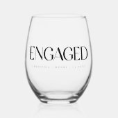 Modern Bold Typography Engagement Custom Names ステムなしワイングラス (正面)