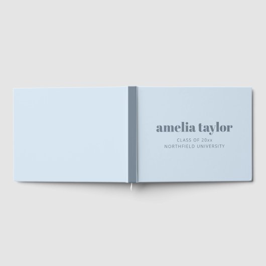 Modern Bold Typography Soft Blue Graduation Custom ゲストブック (全面)
