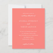 Modern Bold Vibrant Coral Wedding Invitation (正面)