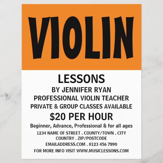 Modern Bold, Violin Lessons Advertising チラシ (正面)