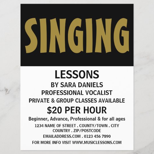Modern Bold, Vocalist Lessons Advertising チラシ (正面)
