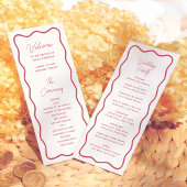 Modern Bold Wavy Frame Retro Red Wedding プログラム