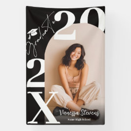 Modern Bold White black Trendy photo graduation 横断幕