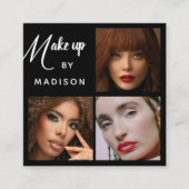 Modern Bold White Script 3 Photo Makeup スクエア名刺 (正面)