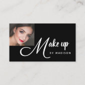 Modern Bold White Script Photo Makeup 名刺 (正面)