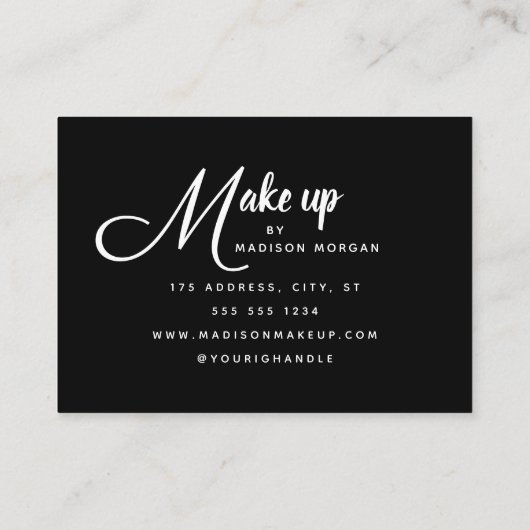 Modern Bold White Script Photo Makeup 名刺 (裏面)