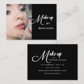 Modern Bold White Script Photo Makeup 名刺 (正面/裏面)