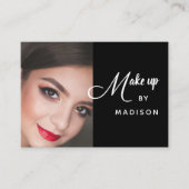Modern Bold White Script Photo Makeup 名刺 (正面)