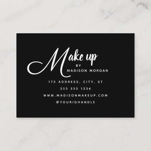 Modern Bold White Script Photo Makeup 名刺 (裏面)