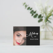 Modern Bold White Script Photo Makeup 名刺 (スタンド正面)