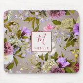 Modern Bold Wildflower Purple | Monogram Gift マウスパッド (正面)