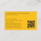 Modern Bold Yellow Floral Custom Logo QR Code 名刺 (裏面)