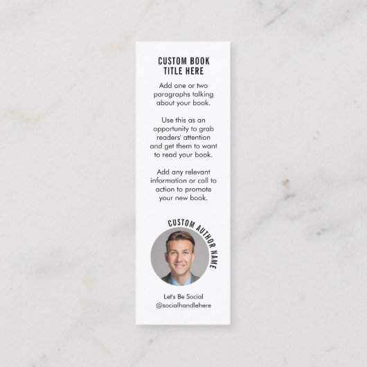 Modern Book Launch Author Photo Mini Bookmark Card スキニー名刺 (裏面)