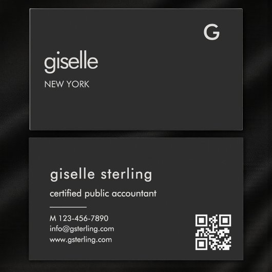 Modern Bookkeeper Accountant CPA Black QR Code  名刺