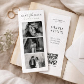 Modern Bookmark Photo Strip QR Code Wedding セーブザデート