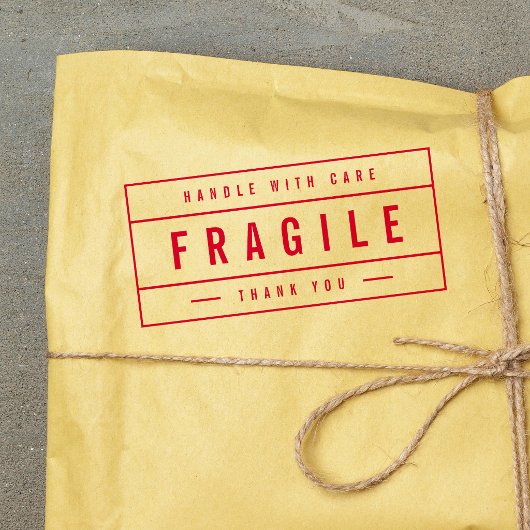 Modern Border Bold Handle With Care Thank Fragile セルフインキングスタンプ
