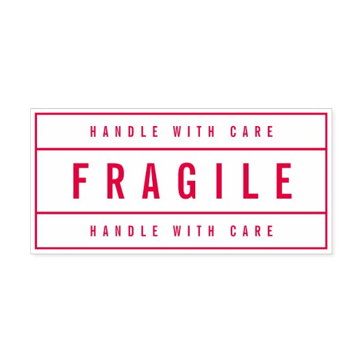Modern Bordered Bold Handle With Care Fragile セルフインキングスタンプ (デザイン)