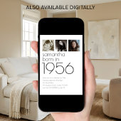 Modern Born in 1956 3 Photos 70th Birthday Party 招待状