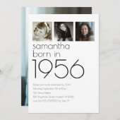 Modern Born in 1956 4 Photos 70th Birthday Party 招待状 (正面/裏面)