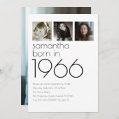 Modern Born in 1966 4 Photos 60th Birthday Party 招待状 (正面/裏面)