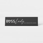 Modern Boss Lady Stylish Black & White デスクネームプレート (正面)