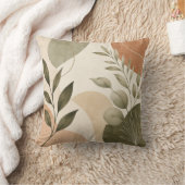 Modern Botanical Abstract Leaves Decorative Pillow クッション (ブランケット)