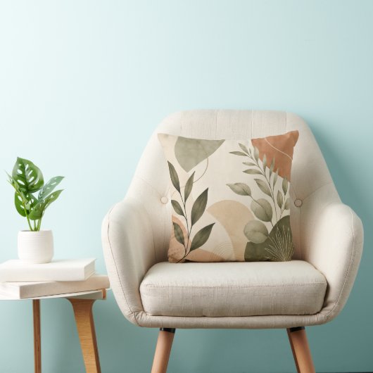 Modern Botanical Abstract Leaves Decorative Pillow クッション (椅子)