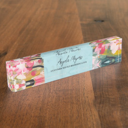 Modern Botanical Abstract Tree Personalized デスクネームプレート (側面)