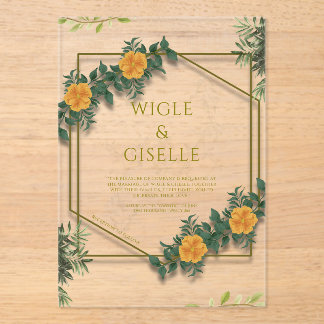 Modern Botanical Acrylic Wedding Invitation アクリル招待状