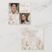 Modern Botanical Beige Boho Photo Script  スクエア名刺 (正面/裏面)