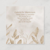 Modern Botanical Beige Boho Photo Script  スクエア名刺 (裏面)