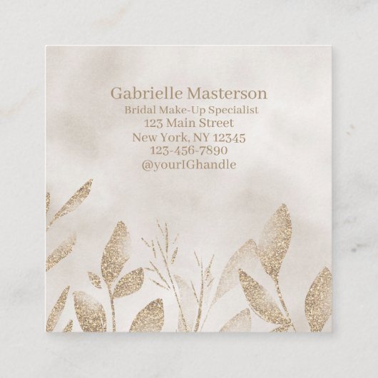 Modern Botanical Beige Boho Photo Script  スクエア名刺 (裏面)