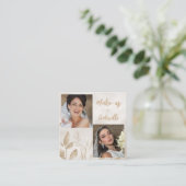 Modern Botanical Beige Boho Photo Script  スクエア名刺 (スタンド正面)