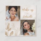 Modern Botanical Beige Boho Photo Script  スクエア名刺 (正面)