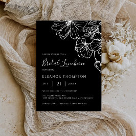 Modern Botanical Black Line Art Bridal Luncheon  招待状
