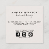 Modern Botanical Blush and Black Hand Lettering スクエア名刺 (裏面)