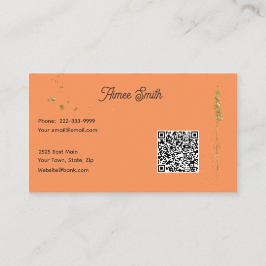 Modern Botanical Business Card with QR Code 名刺 (裏面)